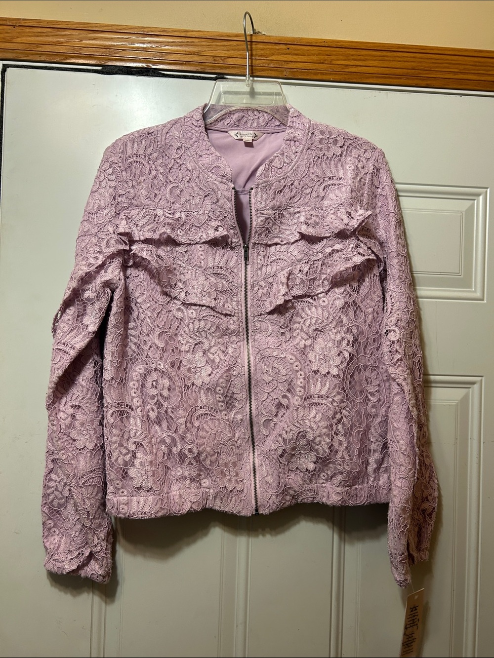 Nanette Lepore Lavender Lace Zip-Front Jacket 10 NWT